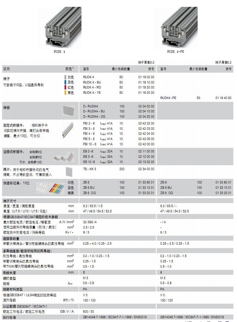 双进双出端子RUDK4